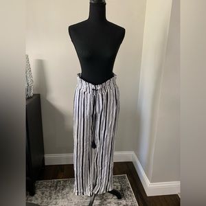 INC Black and White Stripe Pants